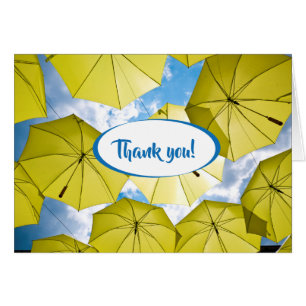 Bright Sunny Gult Umbrellas Hälsningskort