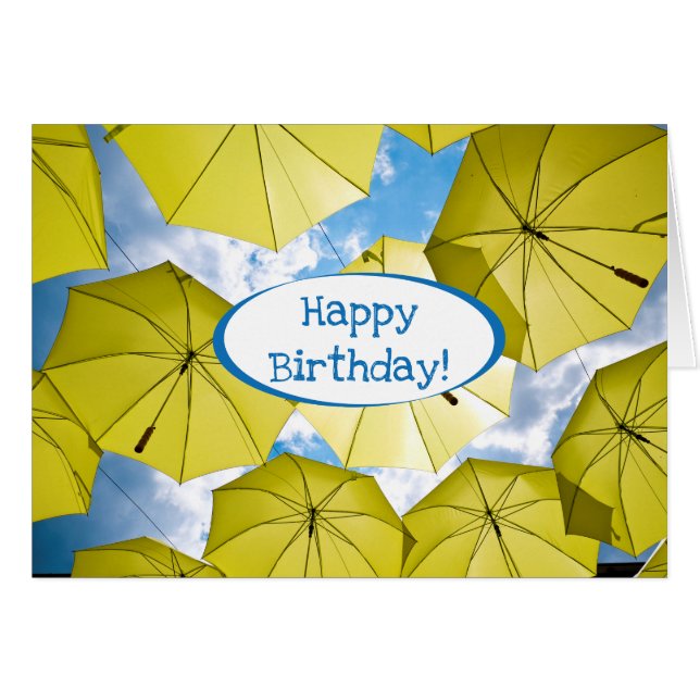 Bright Sunny Gult Umbrellas OBS Kort (Framsidan Horizontal)