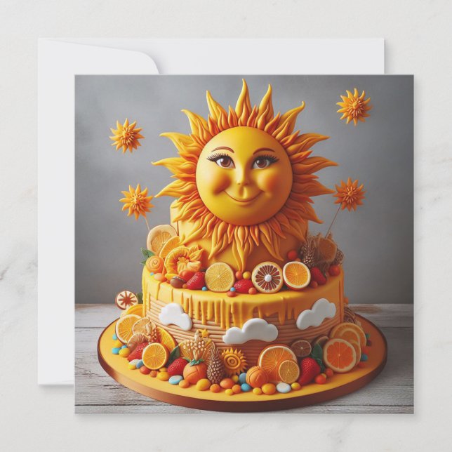 BRIGHT & SUNNY SOL THEMED DECORARATED BIRTHDAY CAK KORT (Framsida)