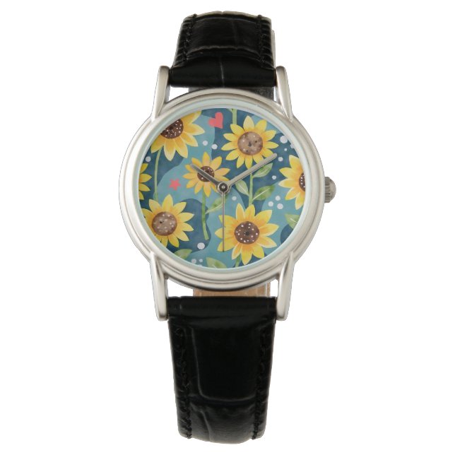 Bright Sunny Sunblommor Armbandsur (Framsida)