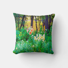 Bright Sunrise med Träd Lilies in My Rubio Garden Kudde