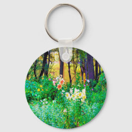 Bright Sunrise med Träd Lilies in My Rubio Garden Nyckelring