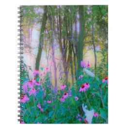 Bright Sunrise with Rosa Coneflowers in My Garden Anteckningsbok