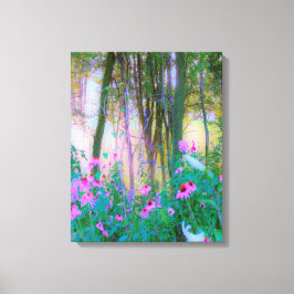 Bright Sunrise with Rosa Coneflowers in My Garden Canvastryck