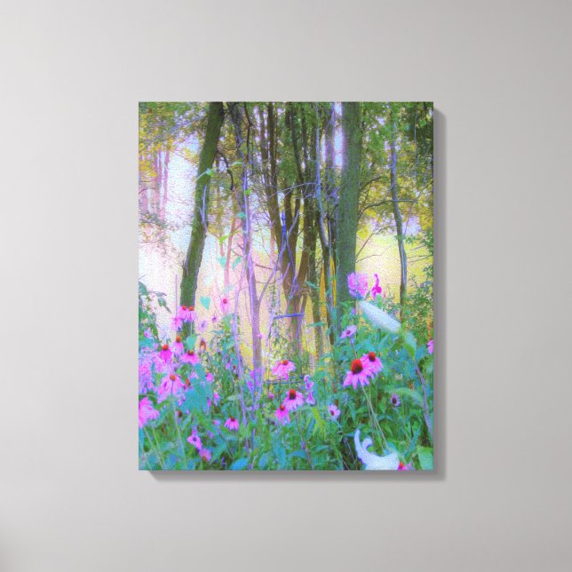 Bright Sunrise with Rosa Coneflowers in My Garden Canvastryck (Framsida)