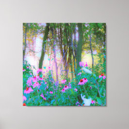 Bright Sunrise with Rosa Coneflowers in My Garden Canvastryck