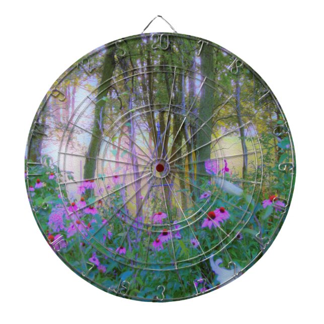 Bright Sunrise with Rosa Coneflowers in My Garden Darttavla (Framsidan)