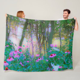 Bright Sunrise with Rosa Coneflowers in My Garden Fleecefilt