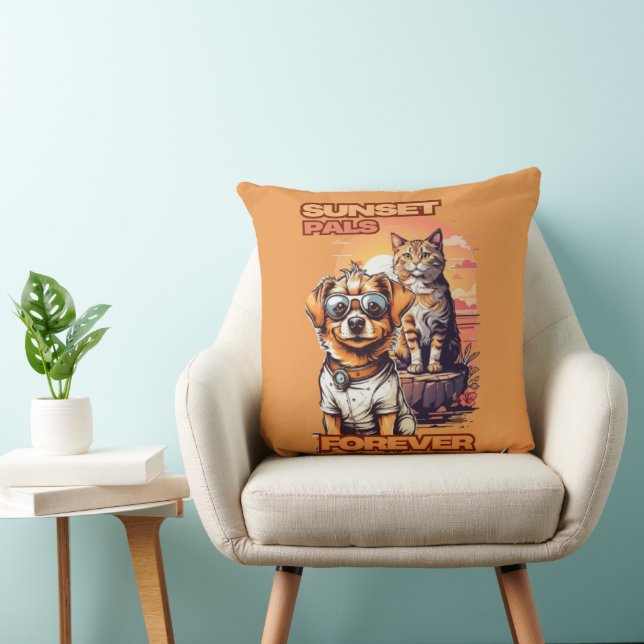Bright Sunset Animal Friends Art Kudde (Stol)