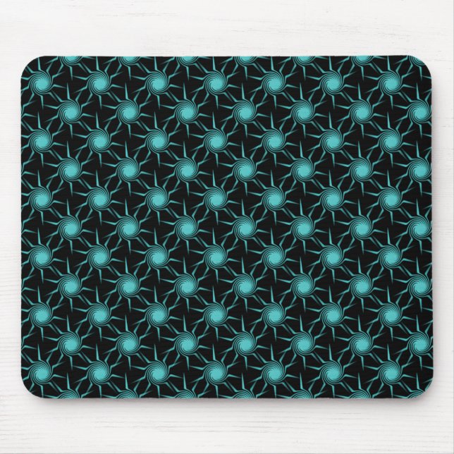 Bright Teal Swirling Sol Mousepad Musmatta (Framsidan)