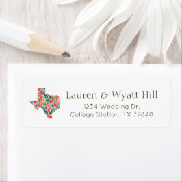 Bright Texas Tropical Botanical Blommigt Returadress Etikett