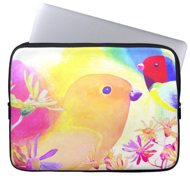 Bright Tie-Dye Birds Laptop Fodral (Framsidan)