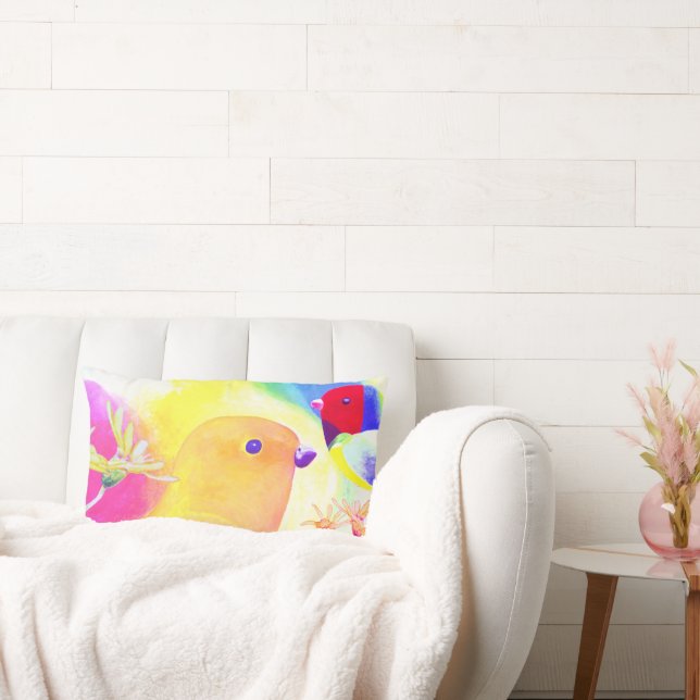 Bright Tie-Dye Birds Lumbarkudde (Soffa)