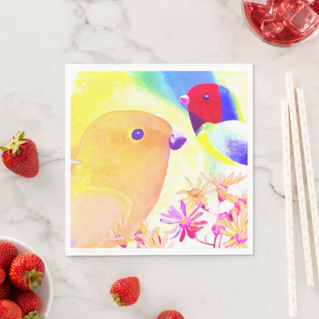 Bright Tie-Dye Birds Pappersservett (Insitu)