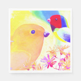 Bright Tie-Dye Birds Pappersservett