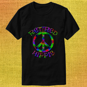 Bright Tie Dye Retrött Hippie Peace Symbol Shirts T Shirt