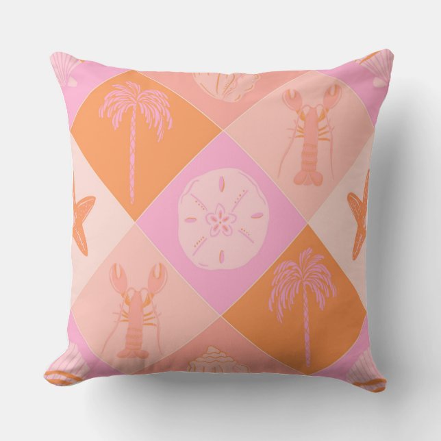 Bright & Trendy Beach Patchwork Throw Pillow  Kudde (Framsida)
