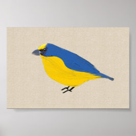 Bright Tropical Bird Euphonia på Linen Canvas Poster