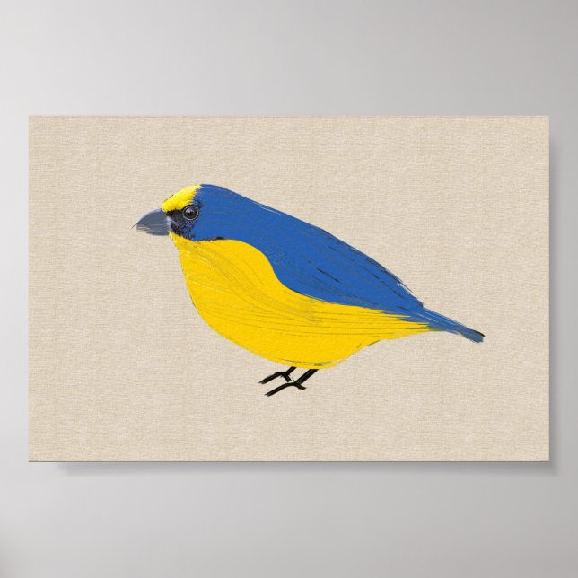 Bright Tropical Bird Euphonia på Linen Canvas Poster (Framsidan)