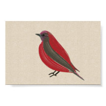 Bright Tropical Bird Red Tanager på Linen Canvas
