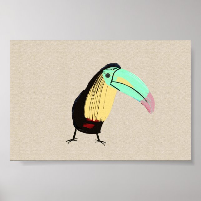 Bright Tropical Bird Toucan på Linen Canvas Poster (Framsidan)