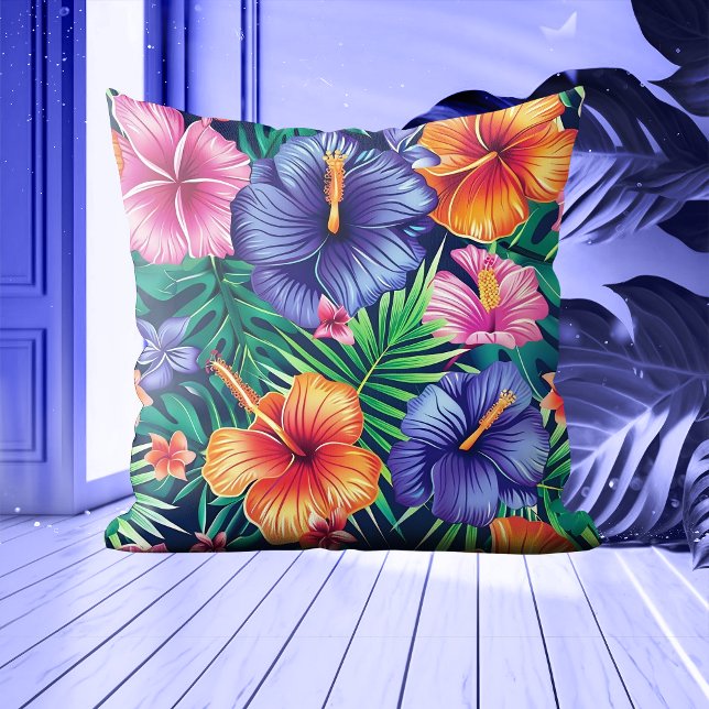 Bright Tropical Blommigt Dekorativ kudde (Skapare uppladdad)