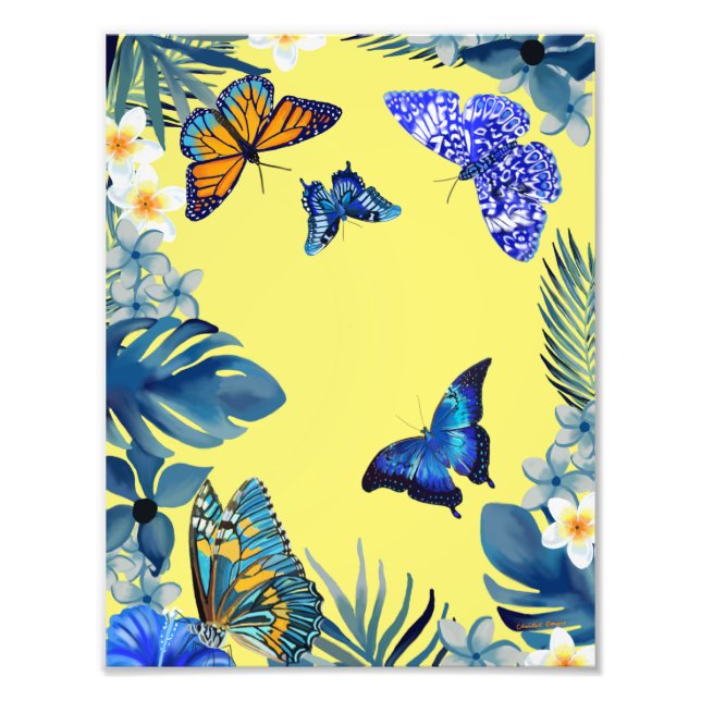 Bright tropical colourful plant butterflies poster (Framsidan)