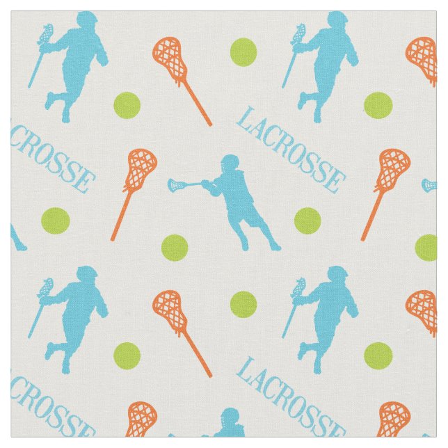 Bright Tropical Färg Male Lacrosse Player Mönster Tyg (Närbild)