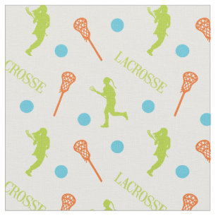 Bright Tropical Female Lacrosse Player Mönster Tyg