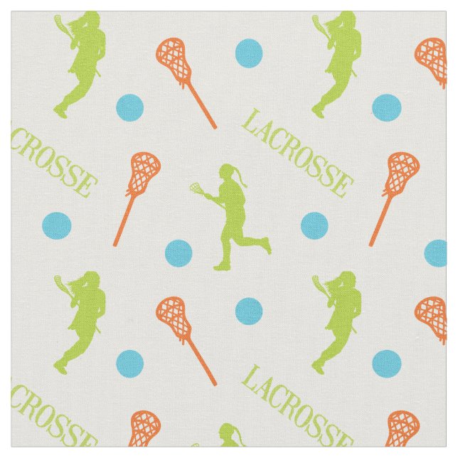 Bright Tropical Female Lacrosse Player Mönster Tyg (Närbild)