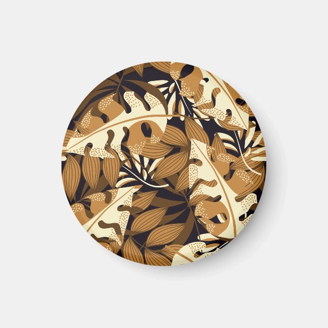 Bright Tropical Löv Mörk Mönster Magnet (Framsidan)