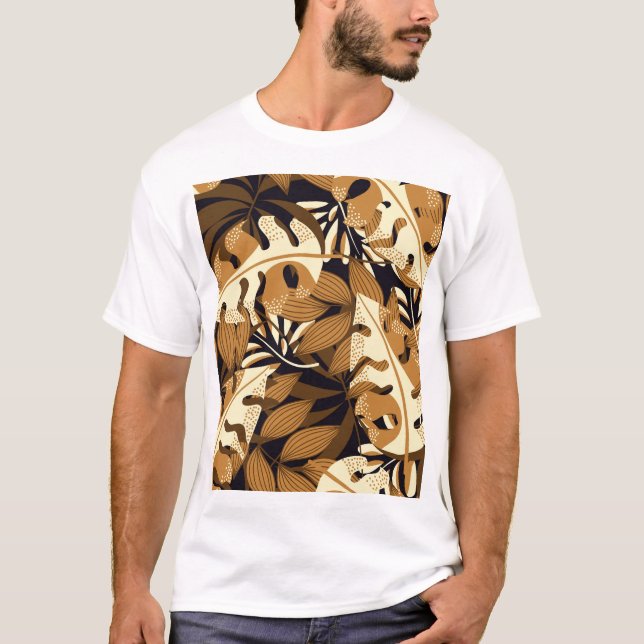 Bright Tropical Löv Mörk Mönster T Shirt (Framsida)