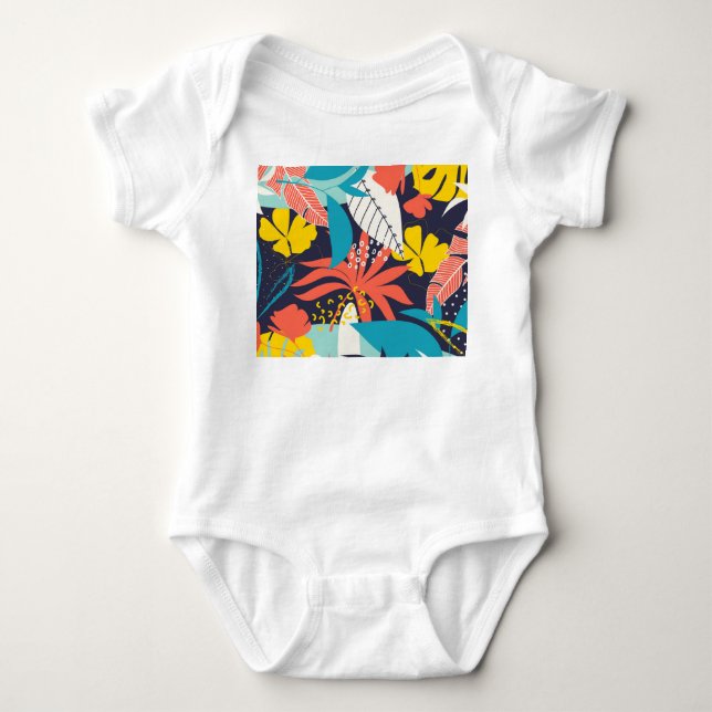 Bright Tropical Löv Mörk Mönster T Shirt (Framsida)