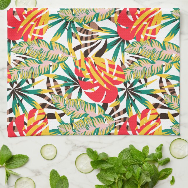 Bright Tropical Mönster Kökshandduk (Vikta)