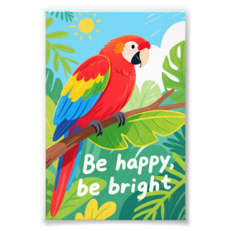 Bright Tropical Parrot Quote Art Fototryck