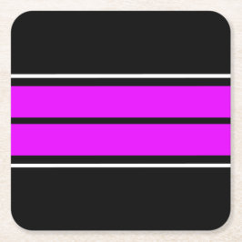 Bright Tropical Rosa Black White Tävla Rand Underlägg Papper Kvadrat