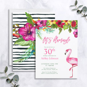 Bright Tropical Rosa Låt oss Flamingo 30års födels Inbjudningar