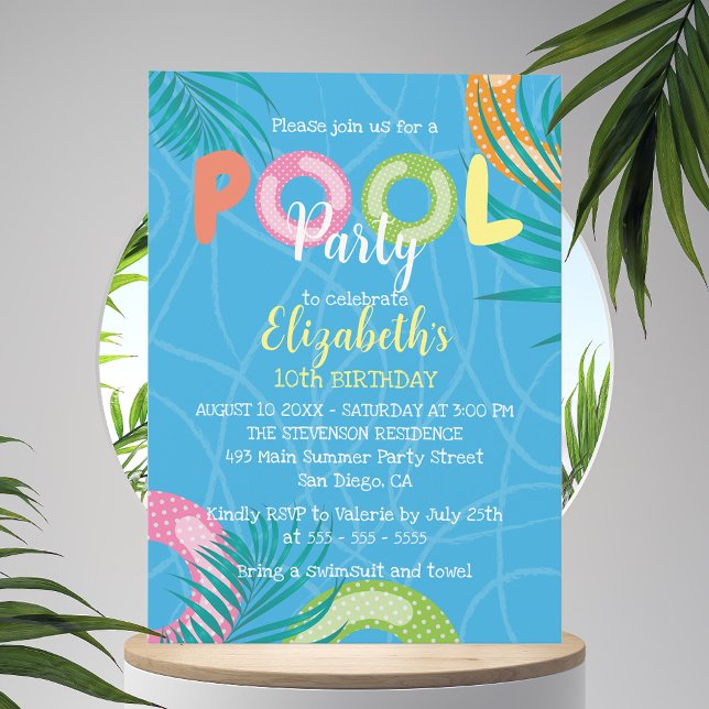 Bright Tropical Summer Roligt Birthday Bassäng Par Inbjudningar (Skapare uppladdad)