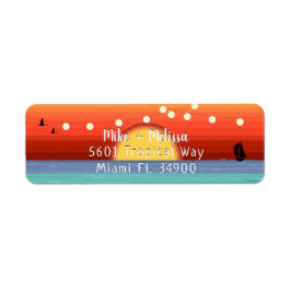 Bright Tropical Sunset & String Ljus Returadress Etikett