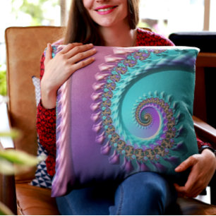 Bright Turcos Aqua Lila Spiral Dekorativ kudde
