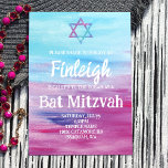 Bright Turcos Shock rosa Star Bat mitzvah Inbjudningar<br><div class="desc">En färgfull Bat mitzvah inbjudan med turkos,  akva,  rosa bakgrund och glitter stjärna av dvid är också en festlig design för en flickas 12:e eller 13-årsdag. Ett enkelt sätt att tillkännage ditt bat mitzvah är att bara titta på ord med festive abstrakt-penseldrag.</div>