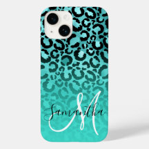 Bright Turquise Leopard Ombre Monogram