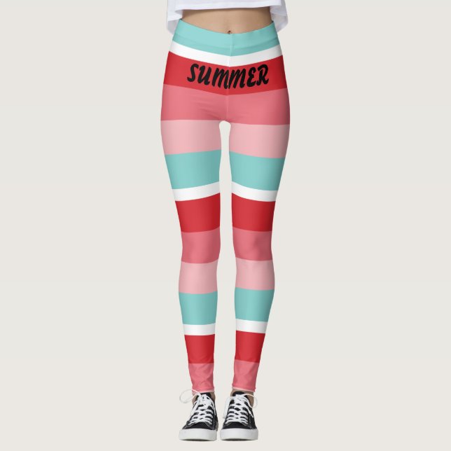 Bright Vågrät stripe Leggings (Framsida)