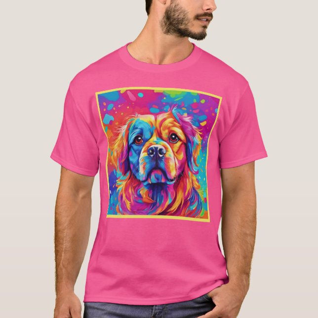 Bright Valp: Färgfull Hund design T Shirt (Framsida)