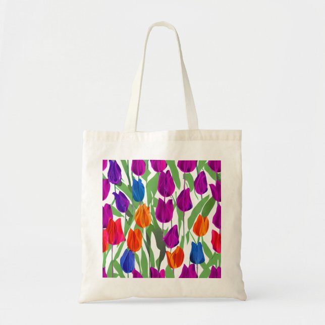 Bright Vår Tulips Canvas Tote Tygkasse (Framsidan)