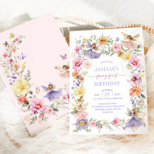 Bright Vår Wildblomma Fairy First Birthday