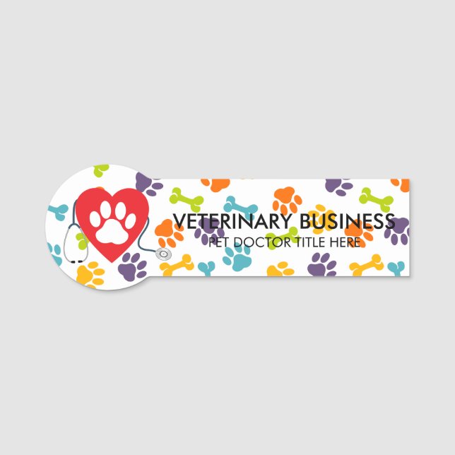 Bright Veterinarian Tass Heart Stethescope Pet Namnbricka (Framsida)