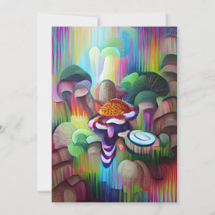 Bright Vibrant Colorful Psychedelic Mönster Inbjudningar