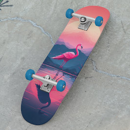 Bright Vibrant Modern Sunset Flamingo Mini Skateboard Bräda 18,5 Cm