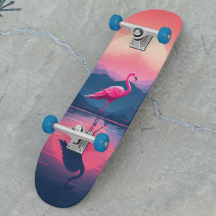 Bright Vibrant Modern Sunset Flamingo Mini Skateboard Bräda 18,5 Cm